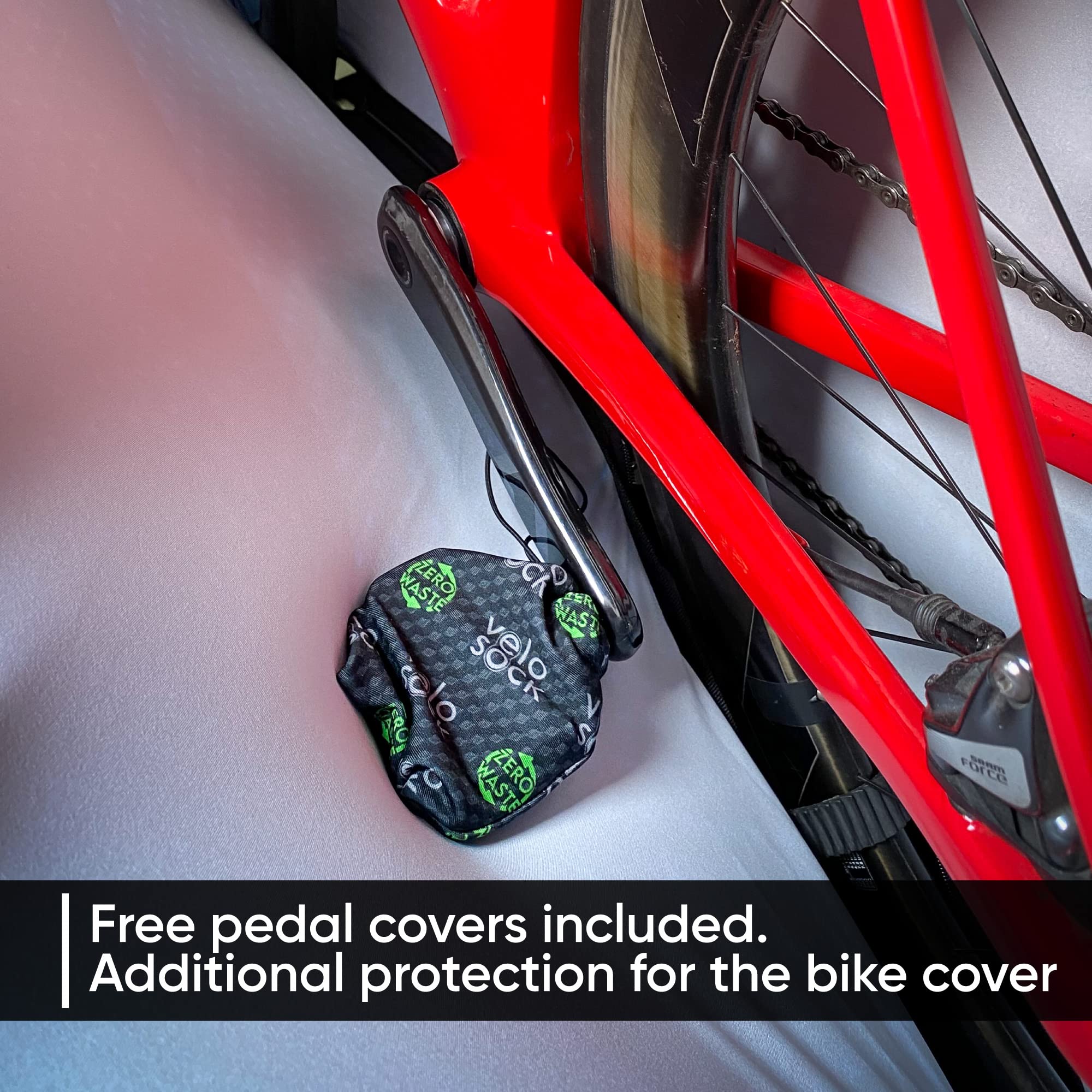 VELOSOCK - Pełna osłona na rower do przechowywania i transportu wewnątrz - Ochrona podłogi, ścian i samochodu - Pasuje do 99% rowerów MTB - obrazek 2