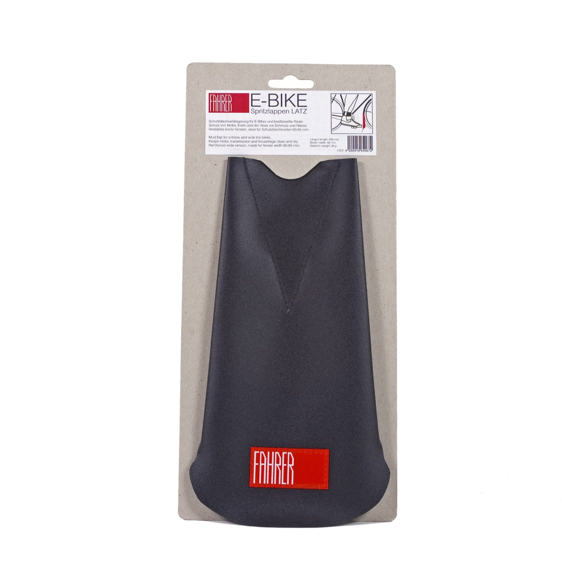 FAHRER E-Bike LATZ - bardzo szeroka klapa natryskowa ze wzmocnieniem d