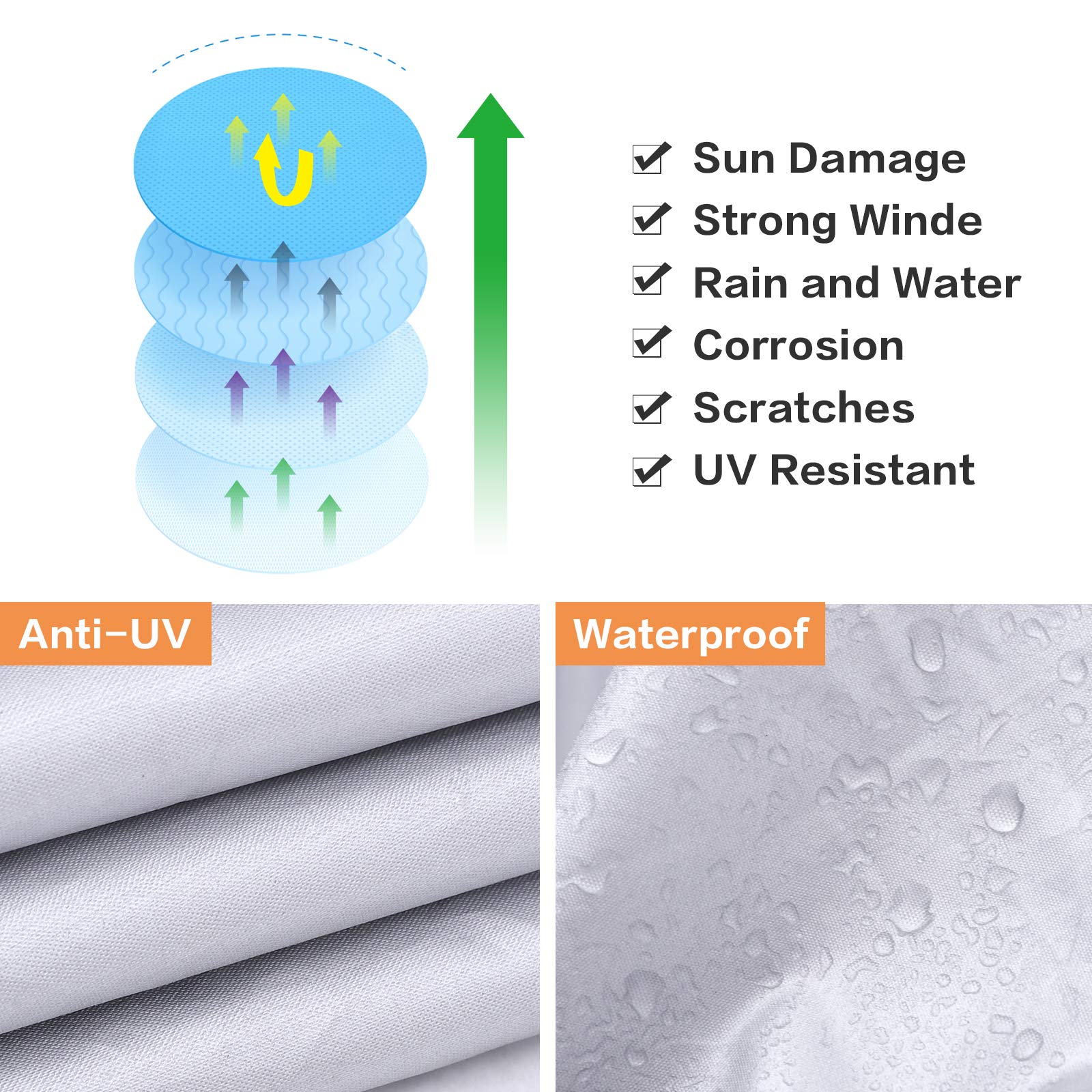 Pokrowiec na rower Hanmir hanmir-1 - przenośny, wodoodporny, pyłoszczelny, UV - 200 x 110 x 70 cm - obrazek 4