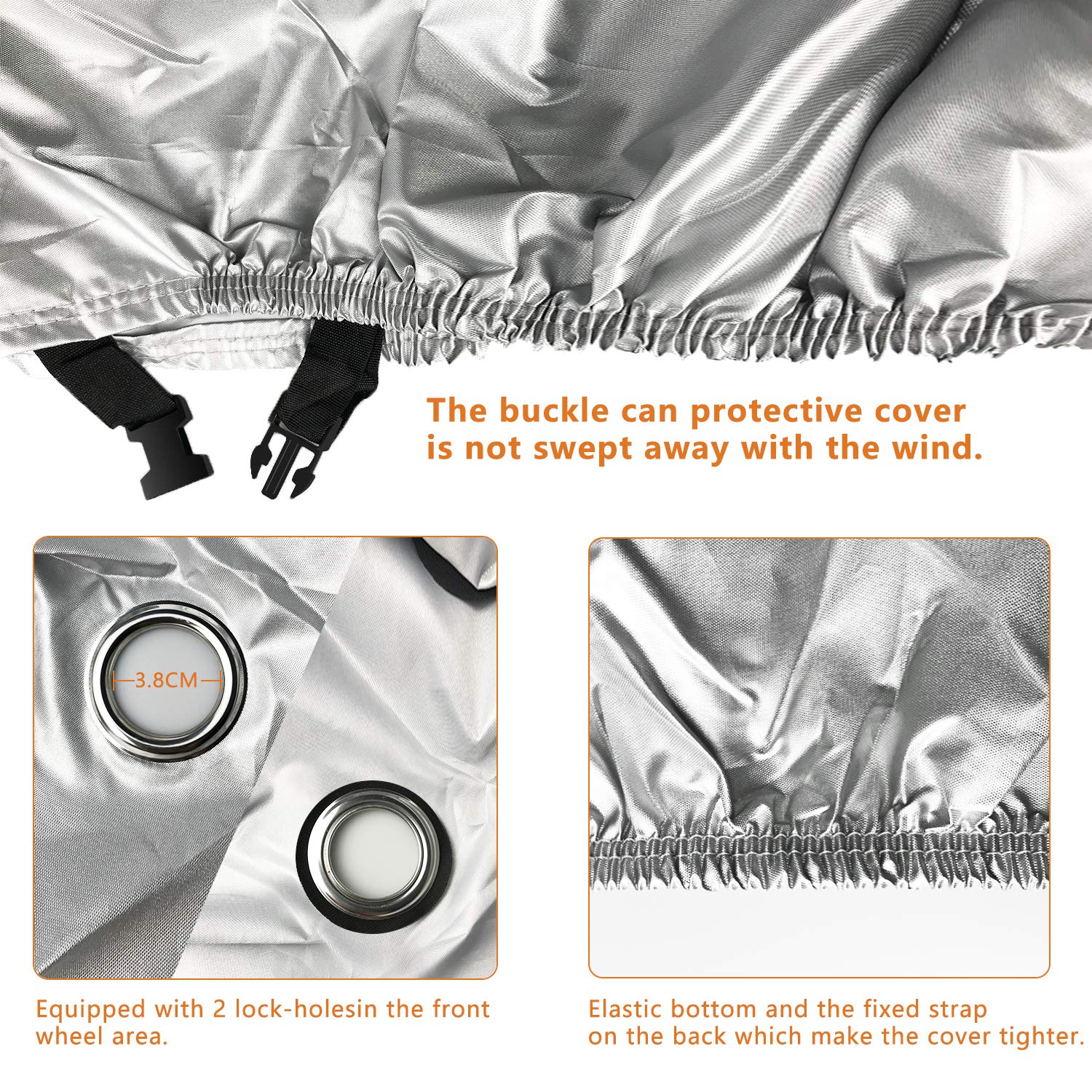 Alfheim Pokrowiec na rower na 2 rowery - 210D Oxford wytrzymały na zewnątrz - wodoodporne oddychające pokrowce rowerowe z 2 otworami na zamek antykradzieżowy - przeciwpyłowa rdza deszcz śnieg UV z torbą do przechowywania - obrazek 3