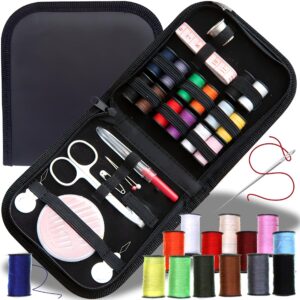 Retoo Akcesoria do szycia 23-częściowy zestaw do szycia podróżne akcesoria do szycia z torbą do noszenia mini zestaw do szycia do domu w podróży na kempingu i w sytuacjach awaryjnych naparstek taśma miernicza nożyczki gwint mini zestaw podróżny