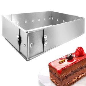 4smile Prostokątna Forma do Pieczenia z Regulacją - Stal Nierdzewna, Wysokość 8 cm, Profesjonalna Forma do Ciasta z Innowacyjnym Systemem Szyn - Szerokość 20-35 cm x Długość 35-50 cm