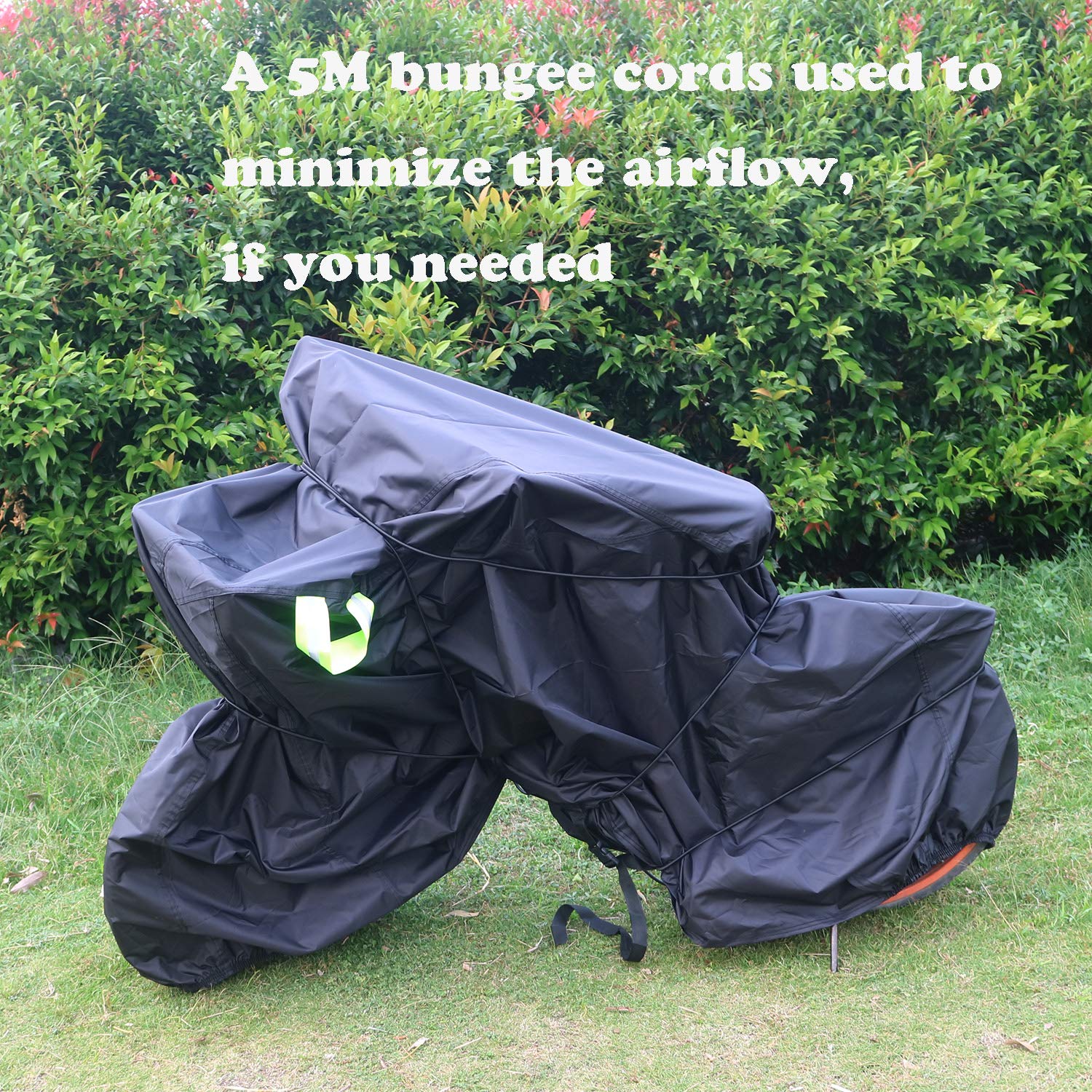 FUCNEN Duży pokrowiec na rower do przechowywania roweru czarny pokrowiec przeciwdeszczowy na 2 3 rowery ulepszony wytrzymały materiał Oxford 210D ochrona przed kurzem deszczem ochrona przed promieniowaniem UV do Mountain Road Cruiser 3-kołowy rower L - obrazek 4