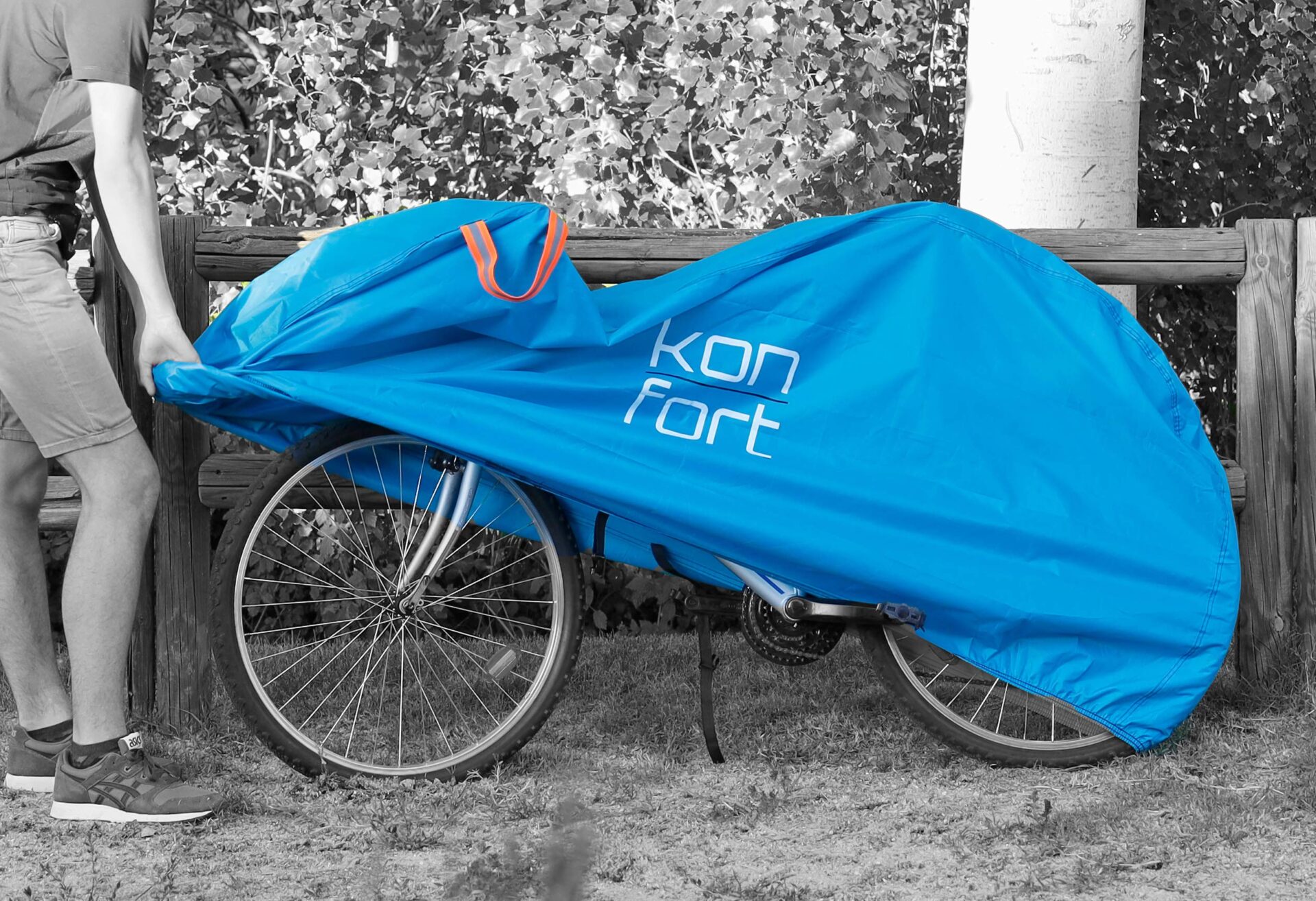 Pokrowiec na rower Kon-fort z kłódką Ripstop Plus - Wodoszczelny, UV, deszcz, śnieg - 200x75x110 cm - obrazek 4