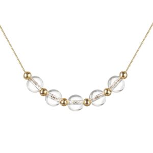 Kolczyk z kamieniem urodzenia Emibele dla kobiet i dziewcząt - naszyjnik z kryształem górskim, pozłacany, ozdobiony koralikami. Naszyjnik z kamieniem urodzenia kwietnia - biżuteria z kryształem, idealny prezent dla mamy, żony i niej