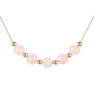 Różowy naszyjnik z kamieniem urodzeniowym dla kobiet i dziewcząt - idealny prezent na urodziny dla mamy, żony lub dla niej - złoty naszyjnik z kryształem różowego kwarcu i urodzinowym kamieniem października