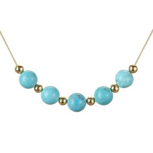 Kolczyk z kamieniem urodzeniowym Emibele dla kobiet i dziewcząt - naszyjnik z turkusowym kamieniem, pozłacany, ozdobiony koralikami, idealny na prezent dla mamy, żony lub dziewczyny urodzonej w grudniu