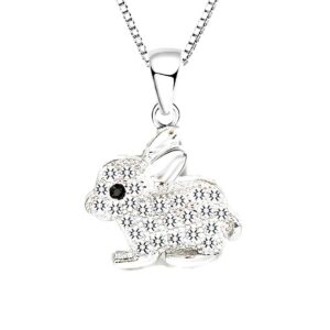 Naszyjnik z srebra sterling z diamentem - Królik wisiorek (f1421)