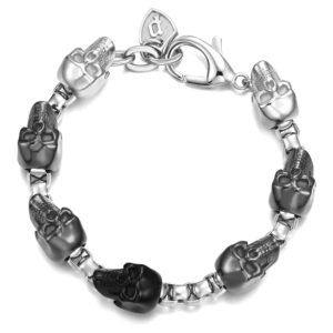 Męska bransoletka policyjna ze stali nierdzewnej - srebrny, 23 cm, bez kamieni szlachetnych