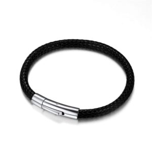 Elegancka męska bransoletka skórzana z liny woskowej - wodoodporna, konfigurowalna, w zestawie opakowanie prezentowe
