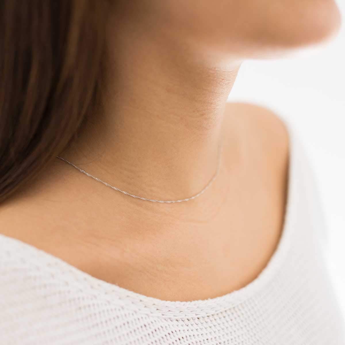 Delikatny srebrny łańcuszek pancerka 925 z diamentowym splotem - różne długości (40-70 cm) - K43 - obrazek 3