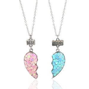 Maigendoo 2 - Personalized Long Distance Friendship Necklace with Rainbow Pendant and Engraved Letters - Perfect Birthday Gift for Best Friends