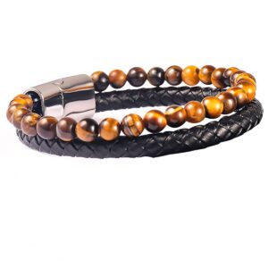 Elegancka skórzana bransoletka męska z elementami ze stali - idealny prezent dla mężczyzn