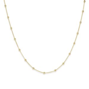 Elegant Gold-Plated 925 Silver Women's Ball Chain Necklace in Various Lengths - Materia K104