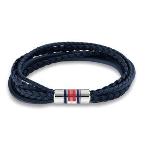 Tommy Hilfiger Biżuteria męska skórzana bransoletka granatowa - 279042