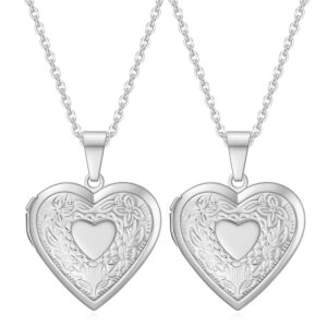 Naszyjnik z medalionem z miejscem na zdjęcie, kwiatowy, ze stali nierd