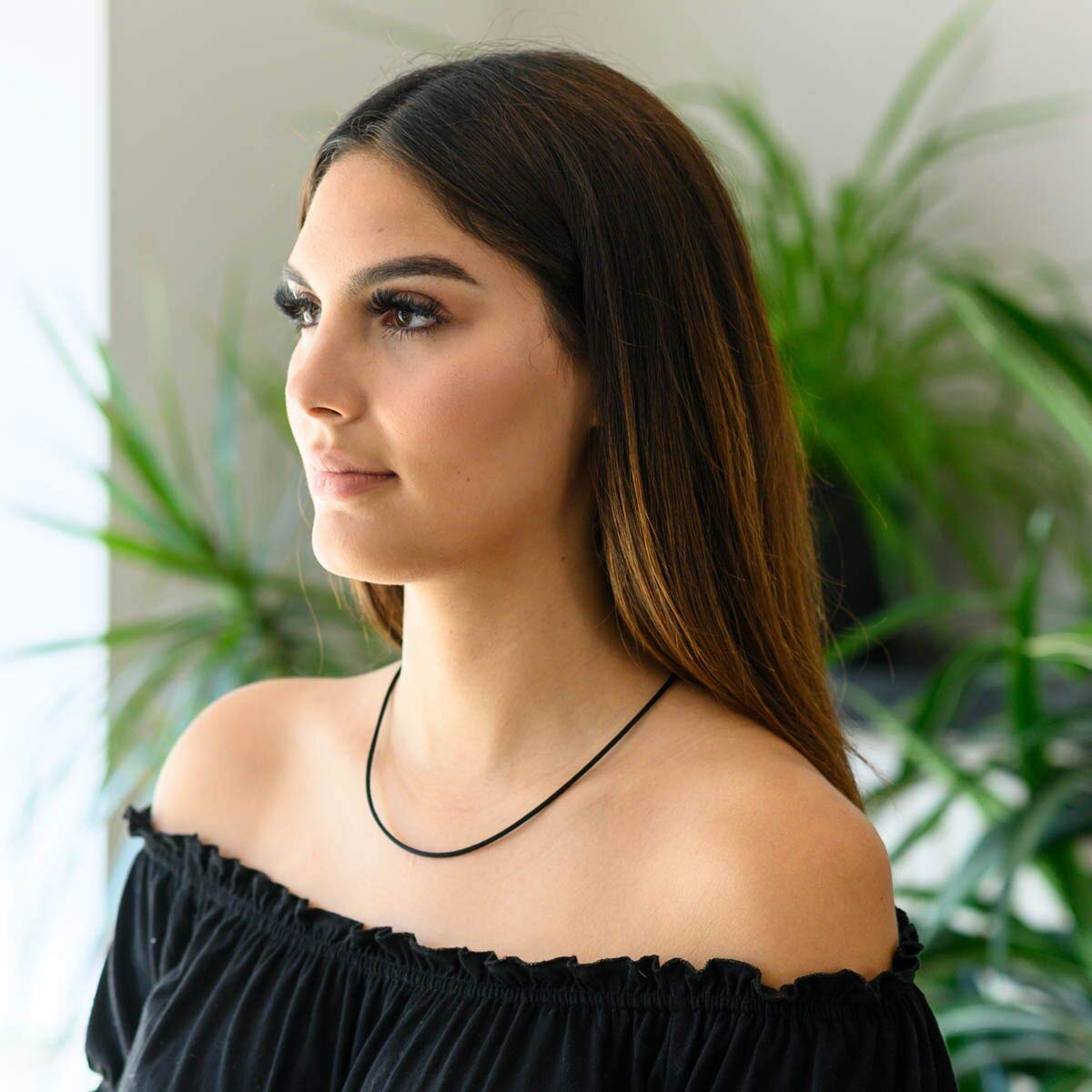 Elegant Black Velvet Textile Women's Necklace with 2mm Sterling Silver 925 - 8 Lengths - obrazek 4