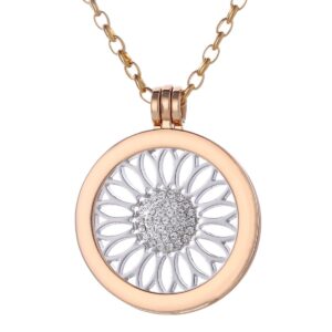 Naszyjnik Morella ze stali nierdzewnej - złoty, 70 cm, zawieszka 33 mm, woreczek na biżuterię