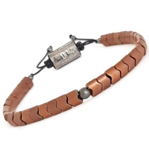 Męska bransoletka z kamieni leczniczych hematytu i pereł - ręcznie robiona, naturalne kamienie, czakra, koraliki