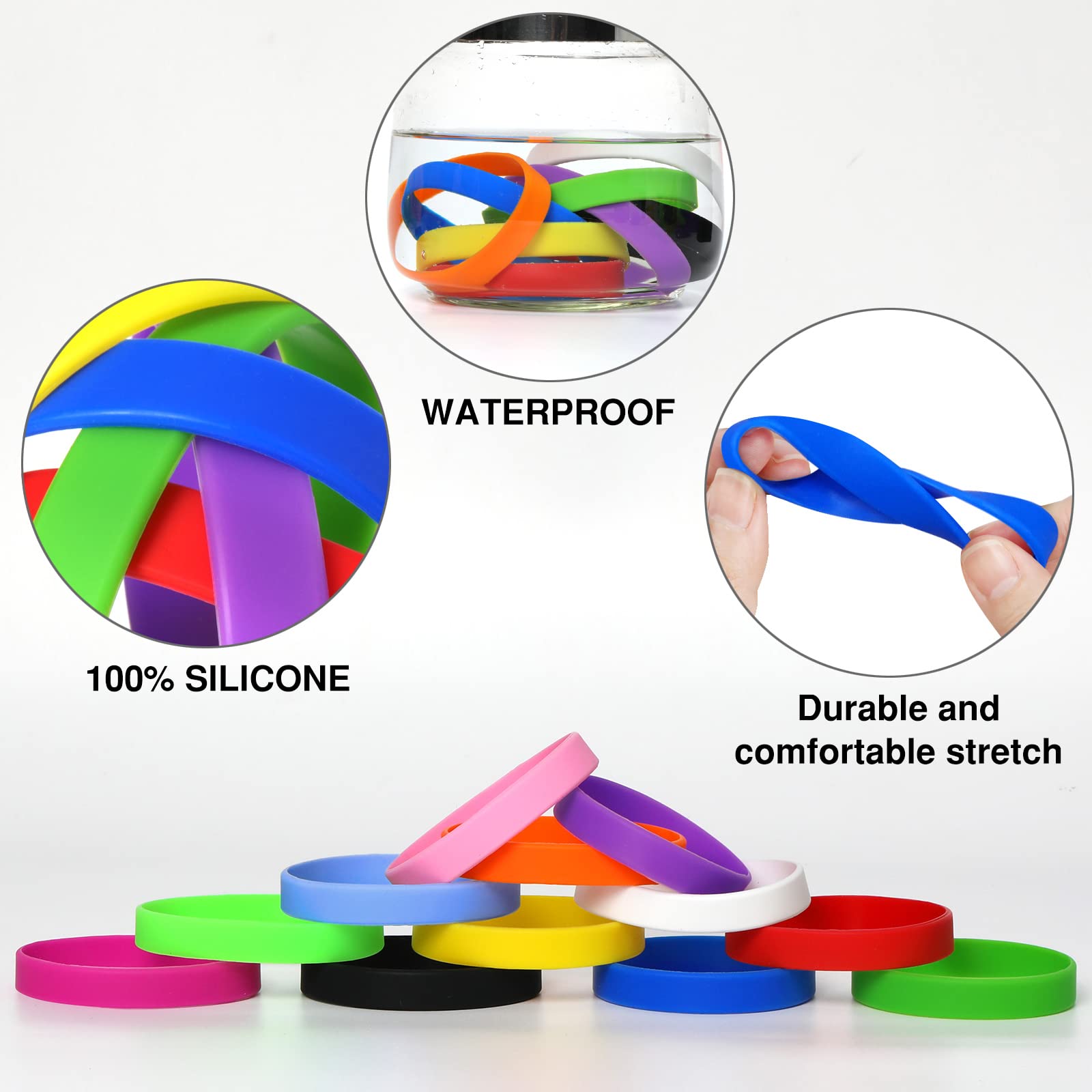 100 pustych silikonowych bransoletek, gumowy pasek na imprezę sportową - obrazek 7