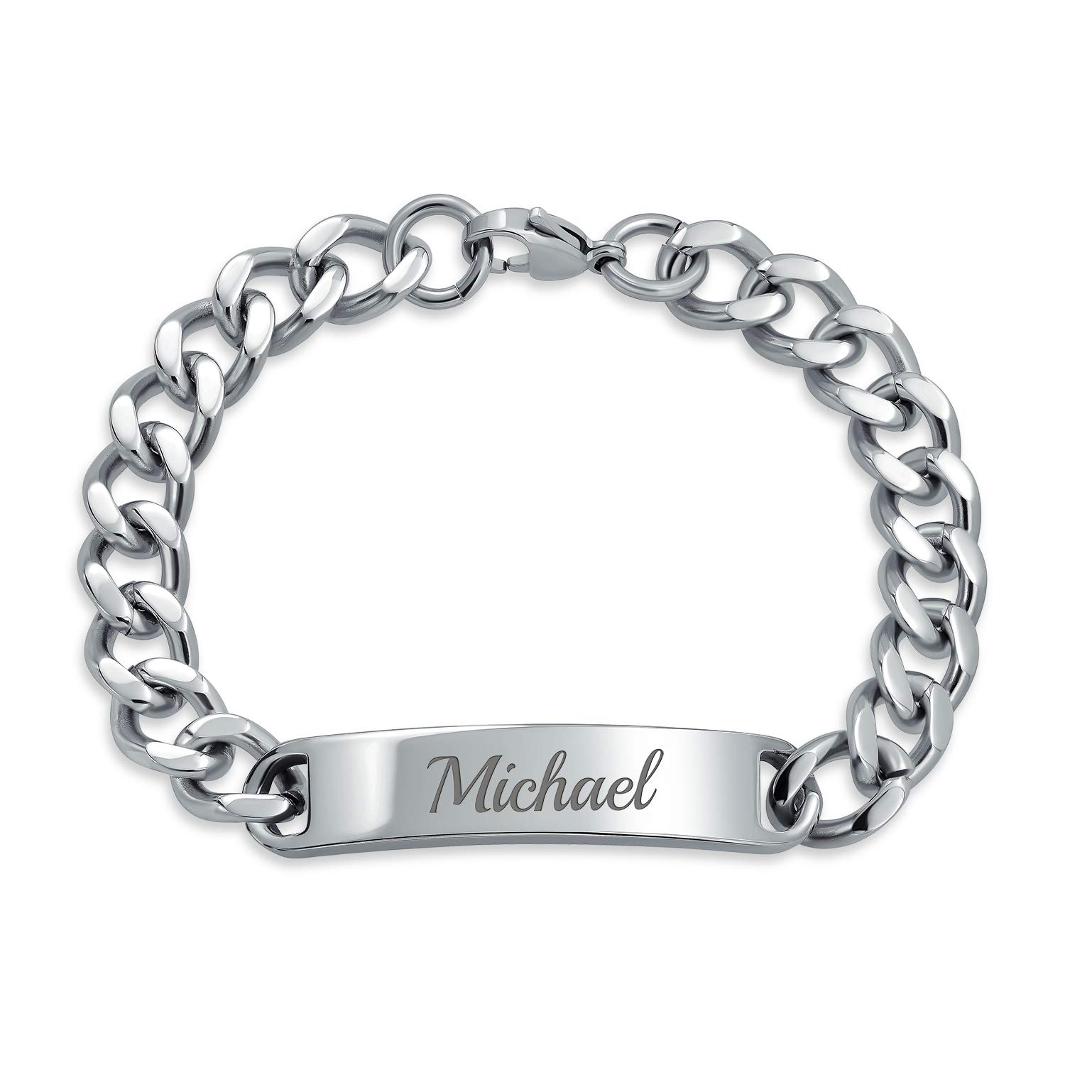 Personalizowana bransoletka męska z kubańskim ogniwo - grawerowane imię, stal nierdzewna - obrazek 3