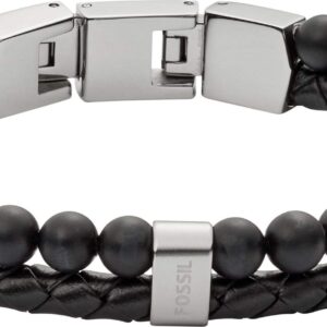 Fossil męska bransoletka z koralików ze stali szlachetnej lub skóry ze