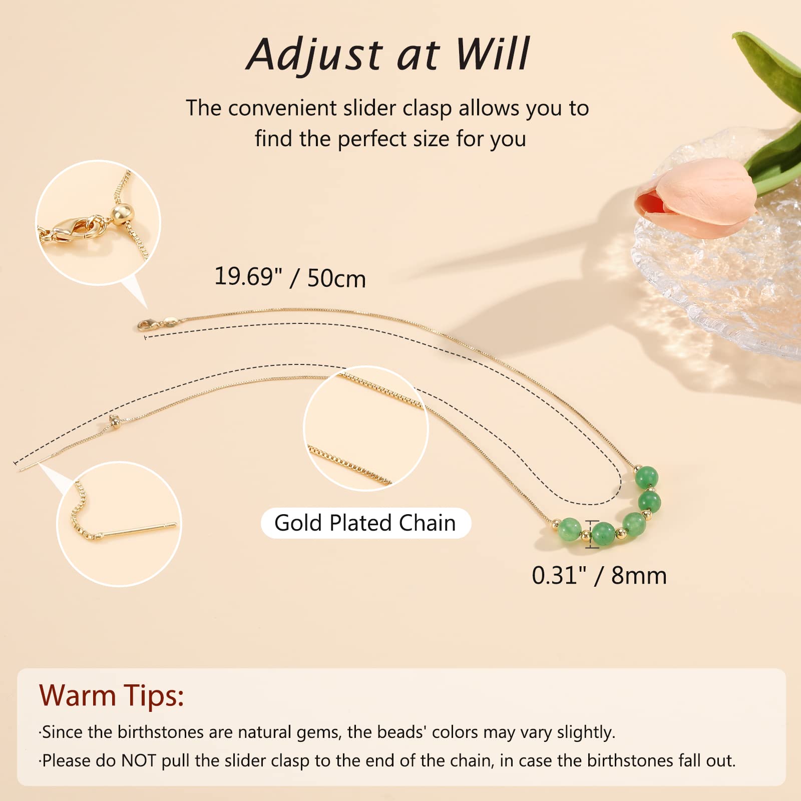 Zielony naszyjnik z awenturynu dla kobiet i dziewcząt - idealny prezent na urodziny dla mamy, żony lub dla niej - obrazek 4