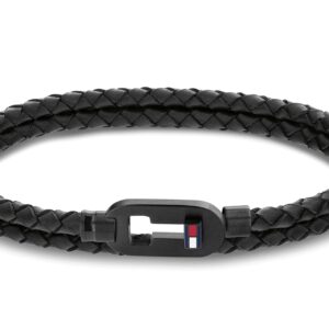 Tommy Hilfiger Herren Armband mit Steckschließe aus Leder und Edelstah