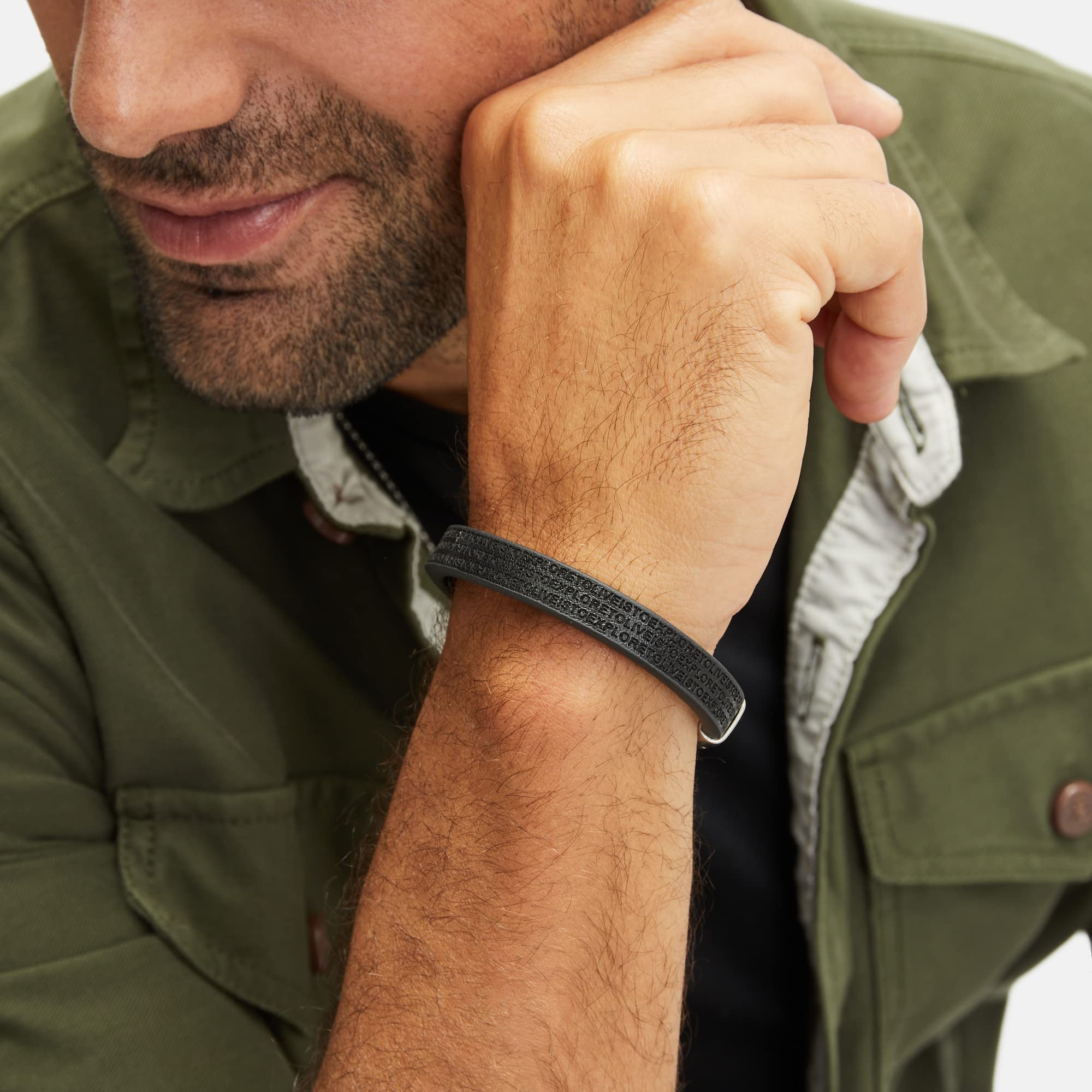 Elegancka bransoletka Fynch Hatton FHJ-0055-B-20 - czarna stal nierdzewna, długość 20 cm - obrazek 2