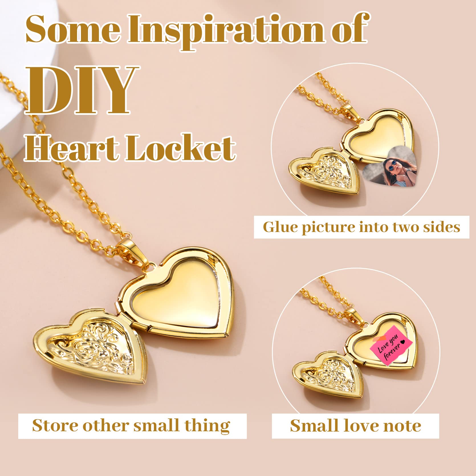 Personalized Heart-Shaped Photo Locket Necklace by GoldChic Jewelry - Customizable Pendant for Women/Girls in a Gift Box - obrazek 7