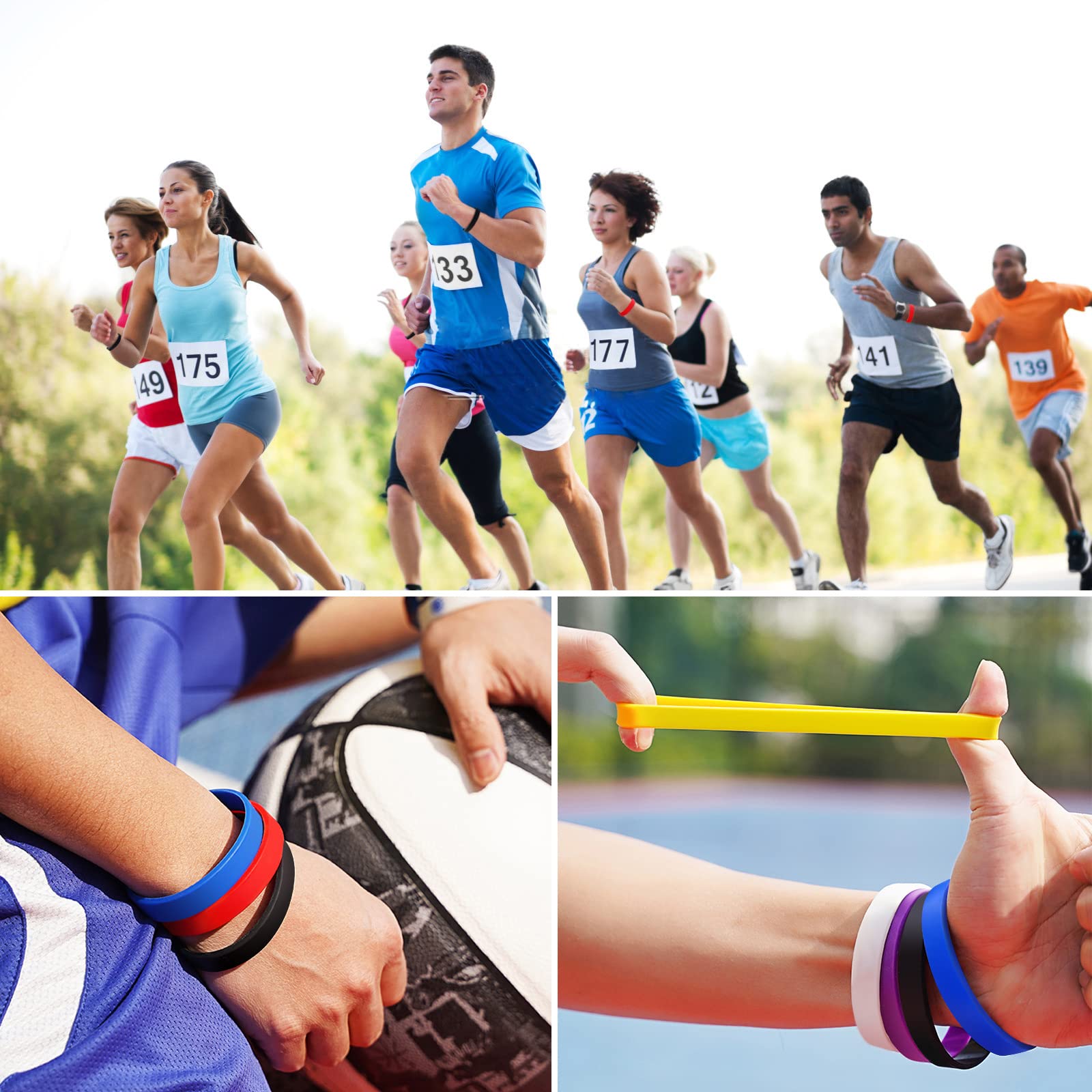 100 pustych silikonowych bransoletek, gumowy pasek na imprezę sportową - obrazek 4