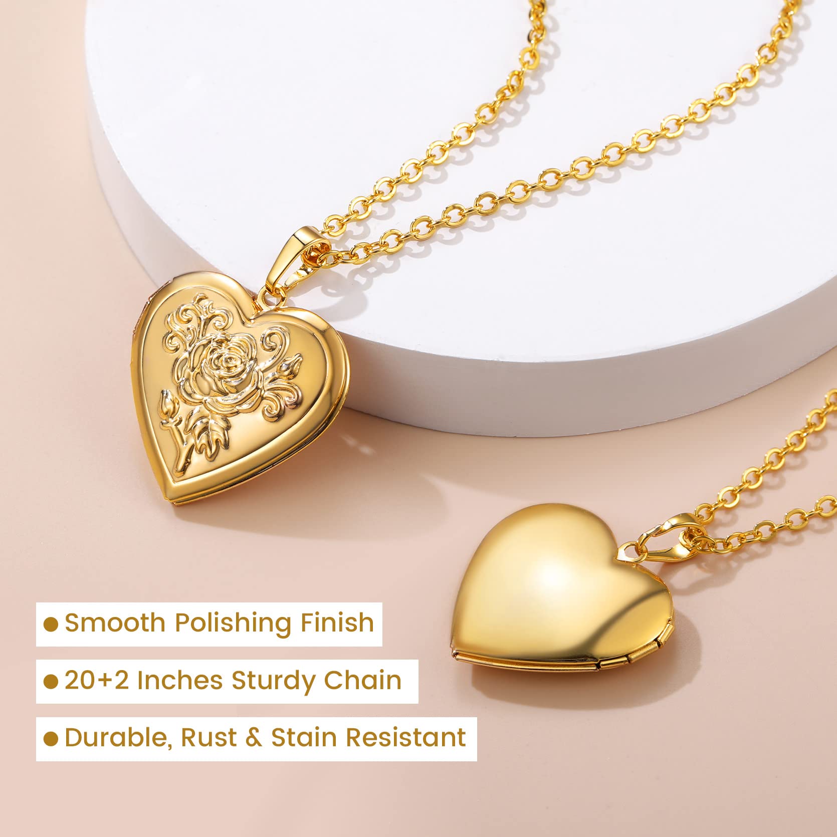 Personalized Heart-Shaped Photo Locket Necklace by GoldChic Jewelry - Customizable Pendant for Women/Girls in a Gift Box - obrazek 6