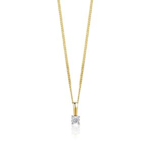 Orovi Damski Naszyjnik z Diamentem dwukolorowy - Białe i Żółte Złoto 9K (375) z Brylantami 0.03ct - Elegancki i Wyjątkowy!