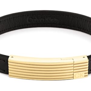 Bransoletka skórzana Calvin Klein CIRCUIT - elegancka męska kolekcja, kolor czarny