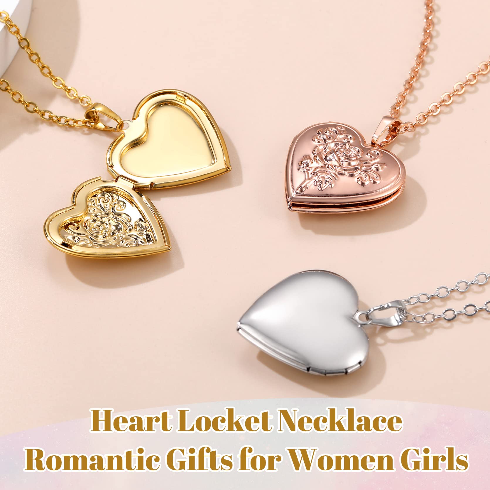 Personalized Heart-Shaped Photo Locket Necklace by GoldChic Jewelry - Customizable Pendant for Women/Girls in a Gift Box - obrazek 5