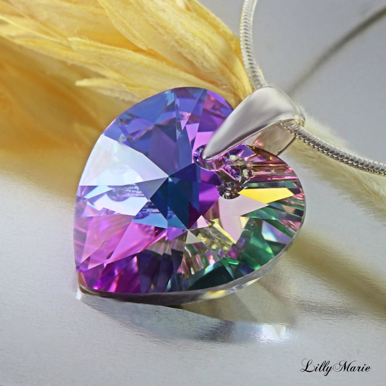 LillyMarie Women's 925 Sterling Silver Necklace with Swarovski Elements - Adjustable Length, Multicolored Purple, Gift Packaging - Perfect Christmas Gift for Her - obrazek 6