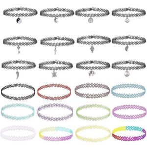 Naszyjnik Choker Henna i Gotycki Tatuaż dla Dziewcząt - Zestaw 24 Sztuki