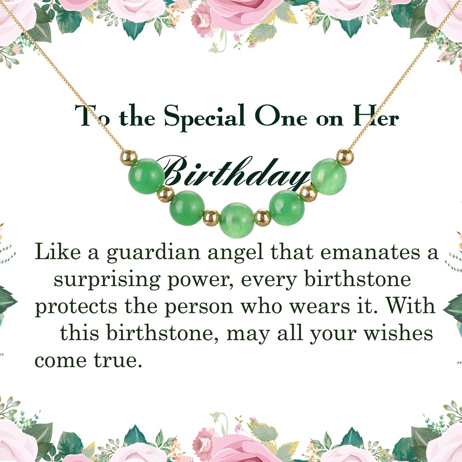 Zielony naszyjnik z awenturynu dla kobiet i dziewcząt - idealny prezent na urodziny dla mamy, żony lub dla niej - obrazek 2