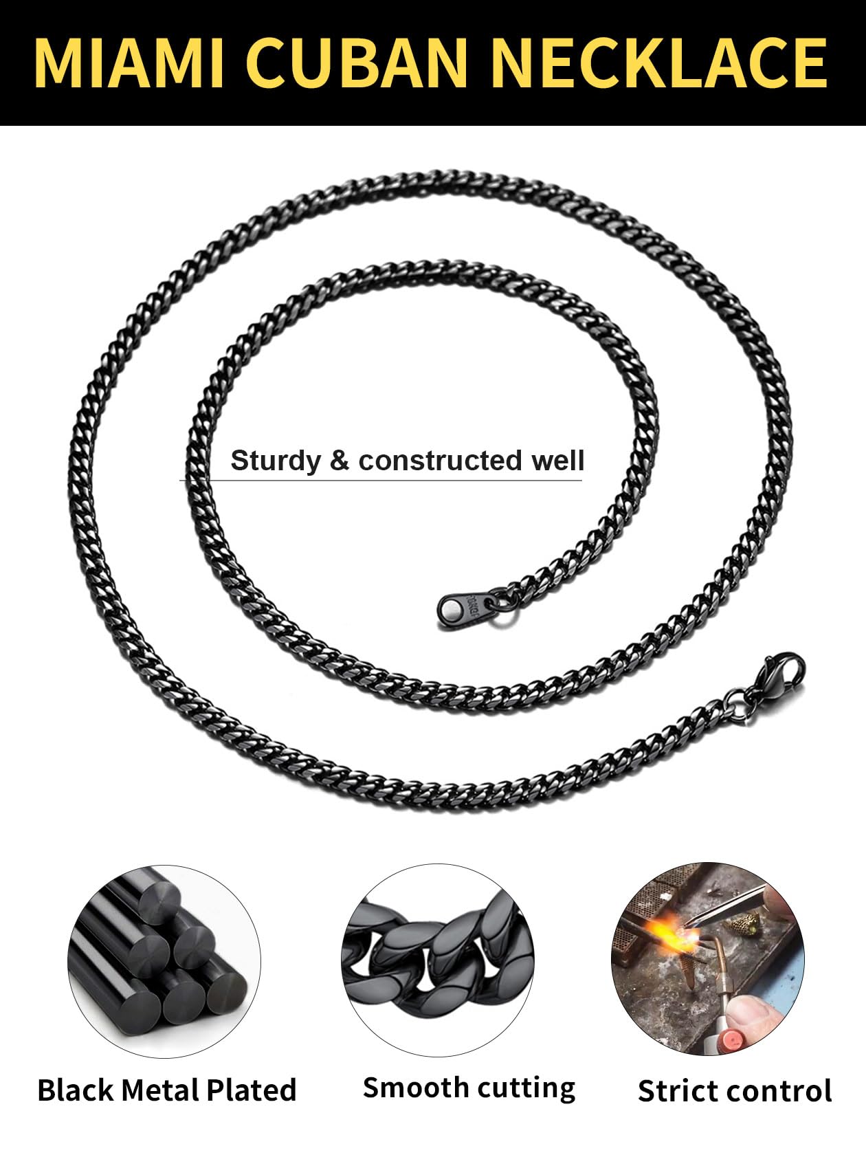 ChainsHouse Gruby kubański łańcuszek Miami 3/6/9/12 mm 14-30 cali sreb - obrazek 5