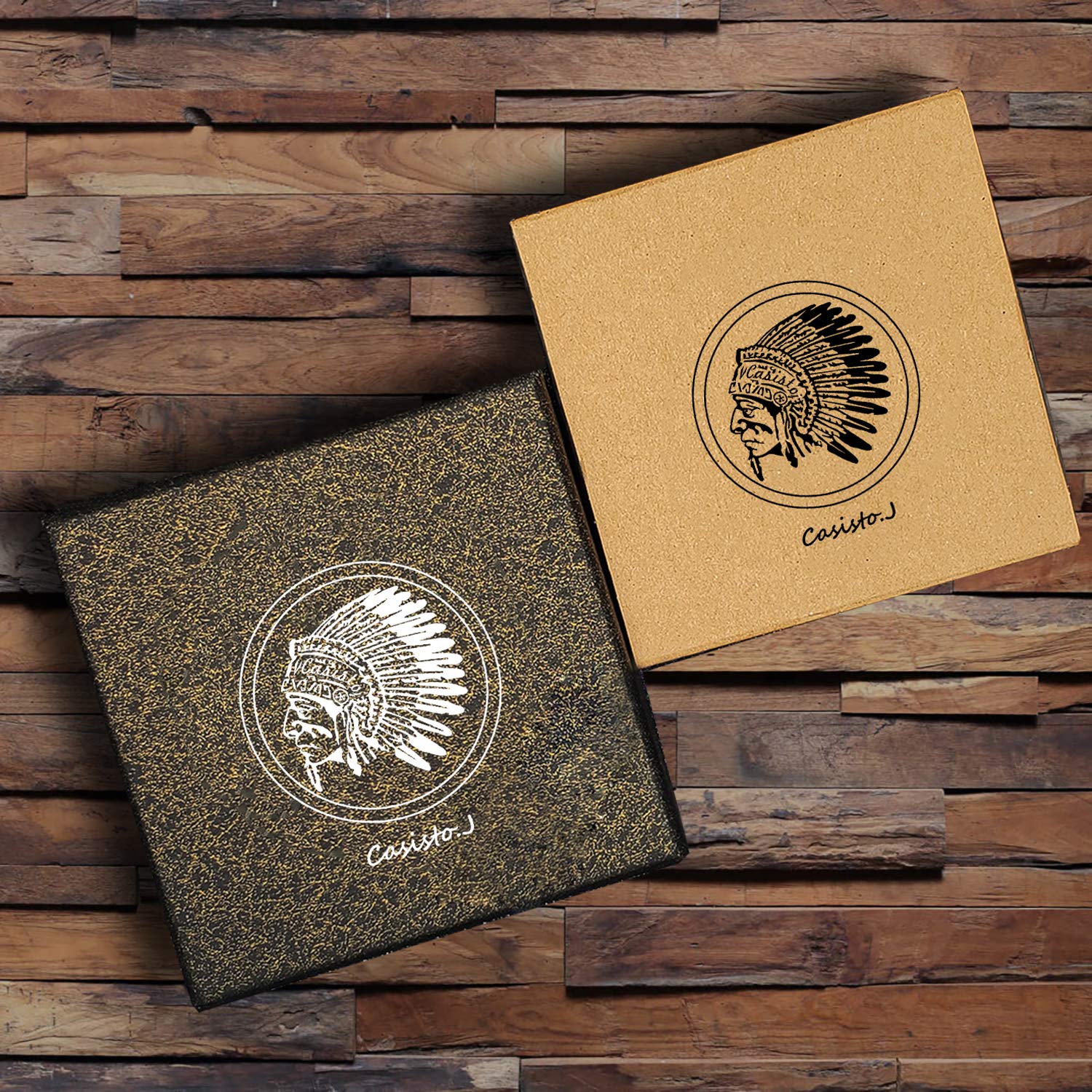 Bransoletka męska skórzana, stal szlachetna od Casisto.J, z grawerunki - obrazek 2