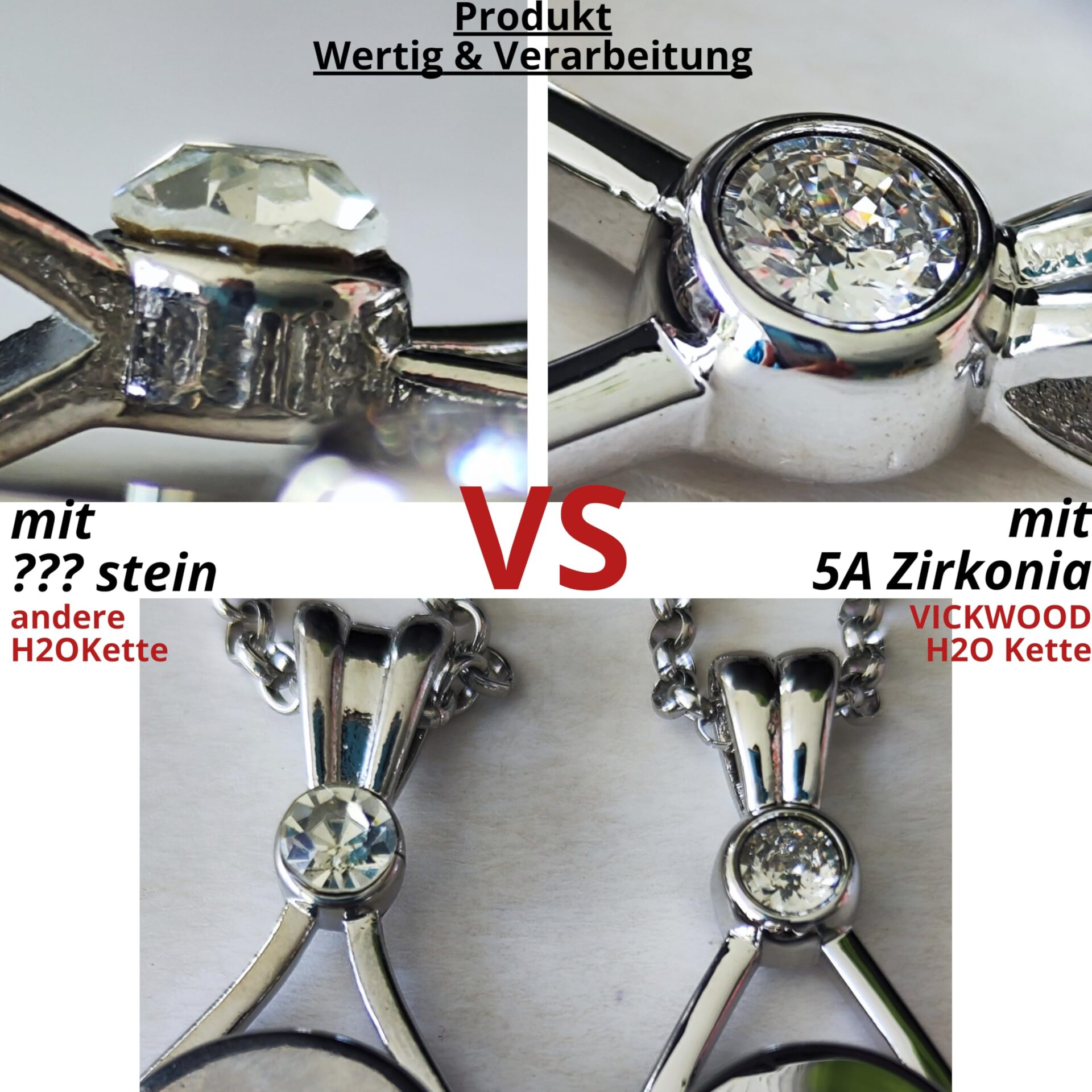 h2O łańcuszek Syrenki, medalion z cyrkonią 5A Rose Cut w kolorze biały - obrazek 7