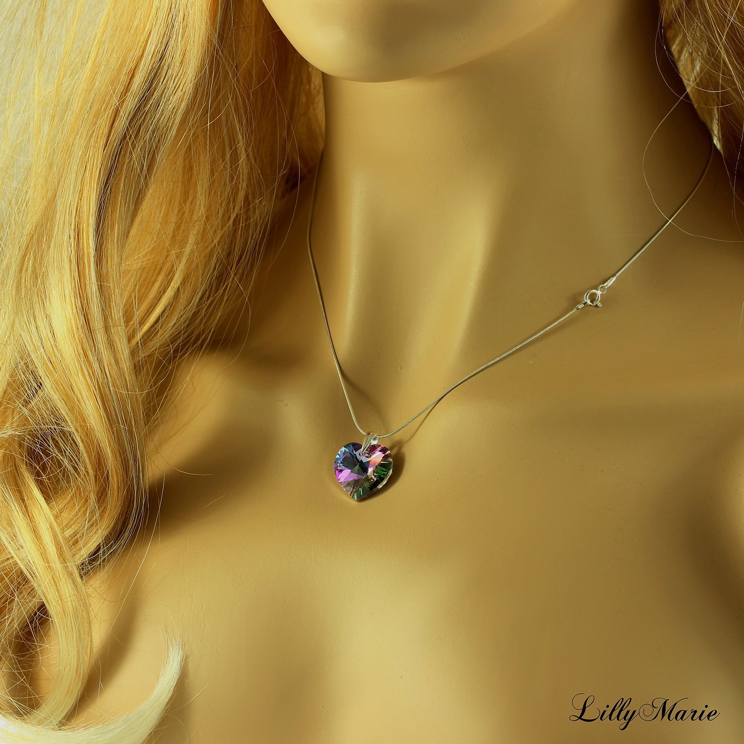 LillyMarie Women's 925 Sterling Silver Necklace with Swarovski Elements - Adjustable Length, Multicolored Purple, Gift Packaging - Perfect Christmas Gift for Her - obrazek 7