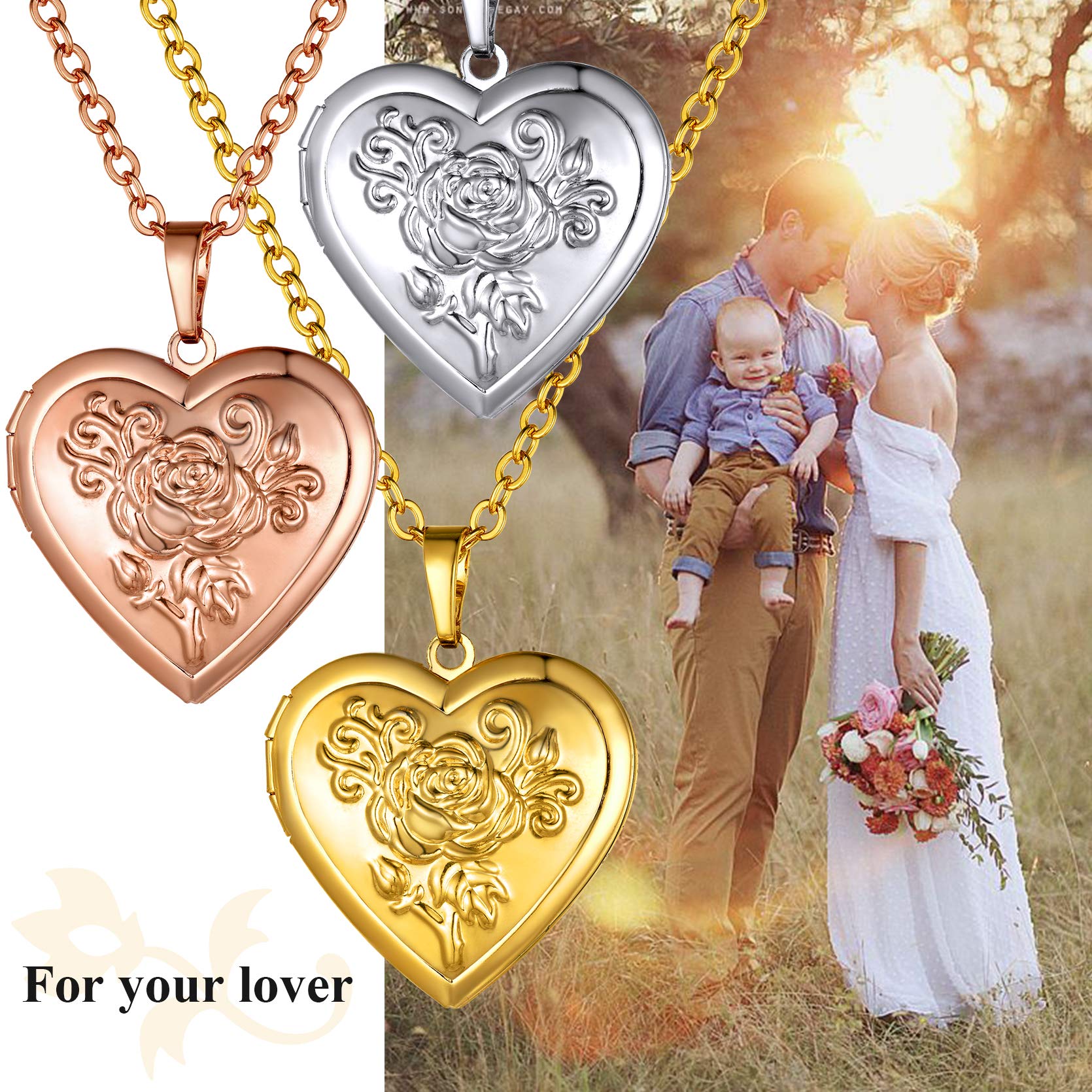 Personalized Heart-Shaped Photo Locket Necklace by GoldChic Jewelry - Customizable Pendant for Women/Girls in a Gift Box - obrazek 3