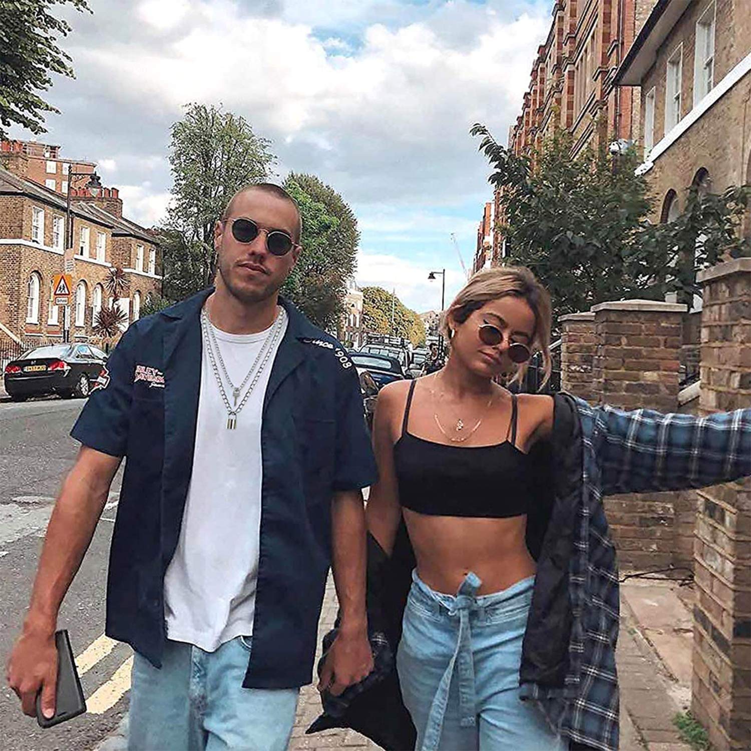 Stylowy zestaw 8 naszyjników punkowych dla kobiet - wielowarstwowy design z kłódką i blokadą - obrazek 7