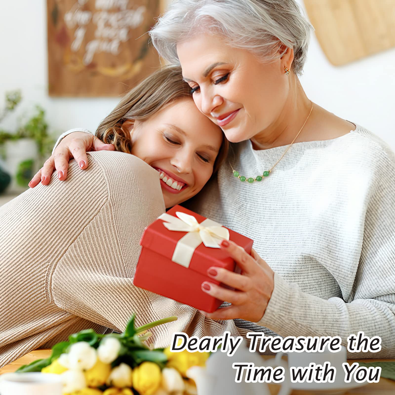 Zielony naszyjnik z awenturynu dla kobiet i dziewcząt - idealny prezent na urodziny dla mamy, żony lub dla niej - obrazek 6