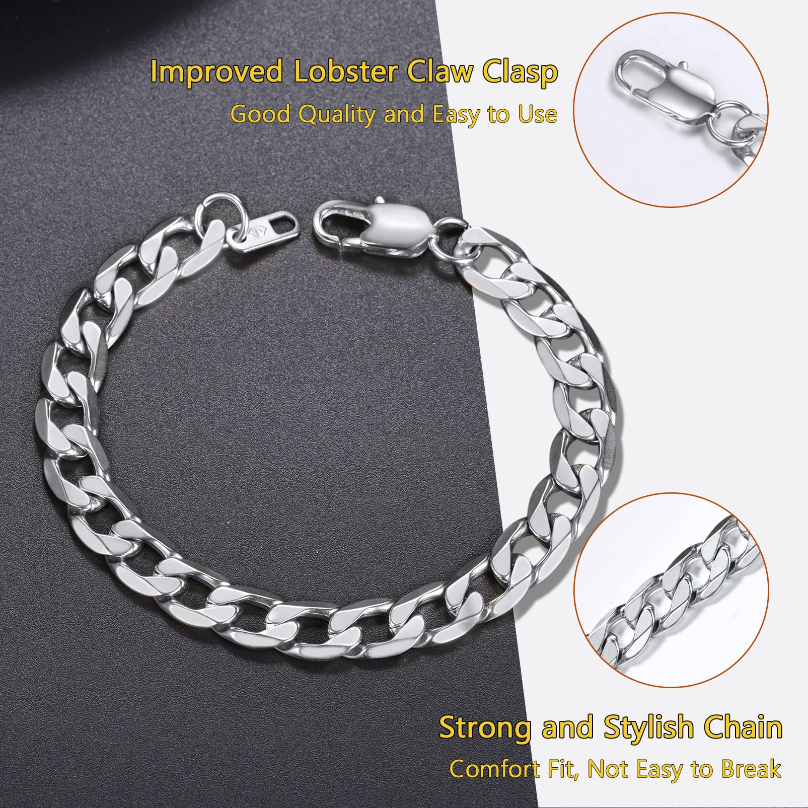 PROSTEEL Bransoletka męska 8 mm, dostępny grawerunek, długość 19/21 cm - obrazek 4