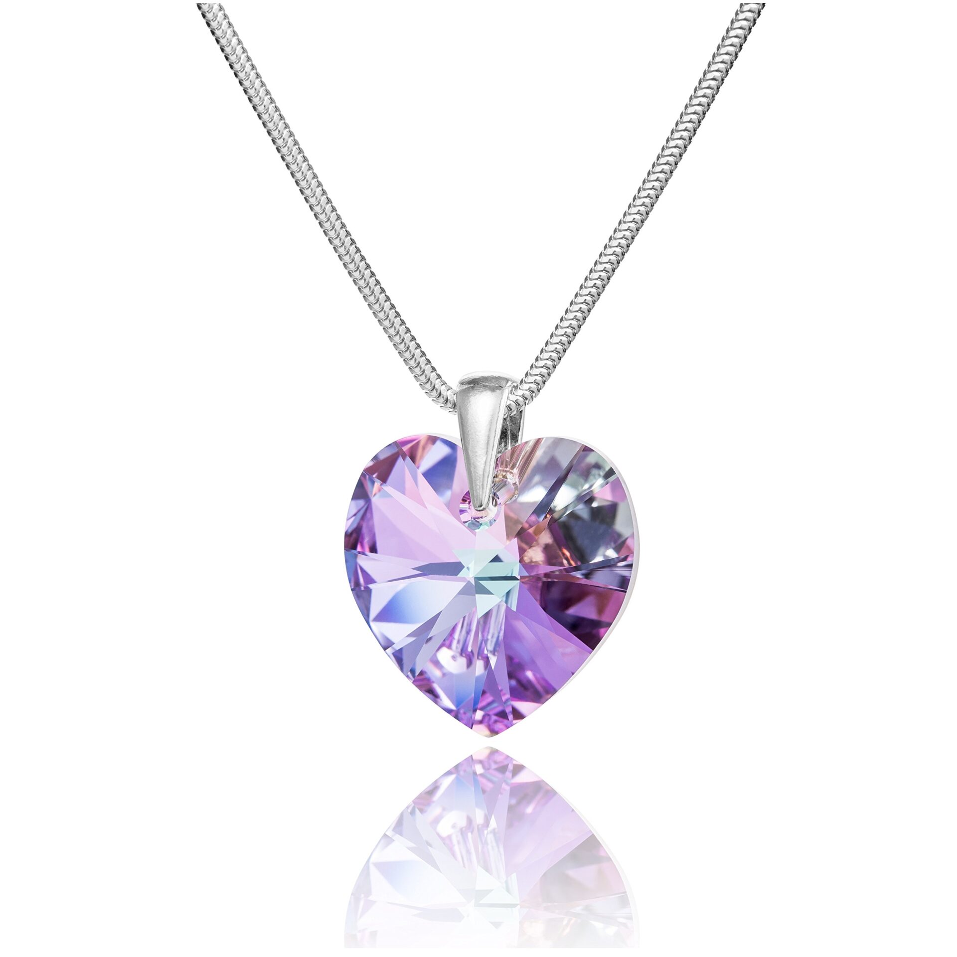 LillyMarie Women's 925 Sterling Silver Necklace with Swarovski Elements - Adjustable Length, Multicolored Purple, Gift Packaging - Perfect Christmas Gift for Her