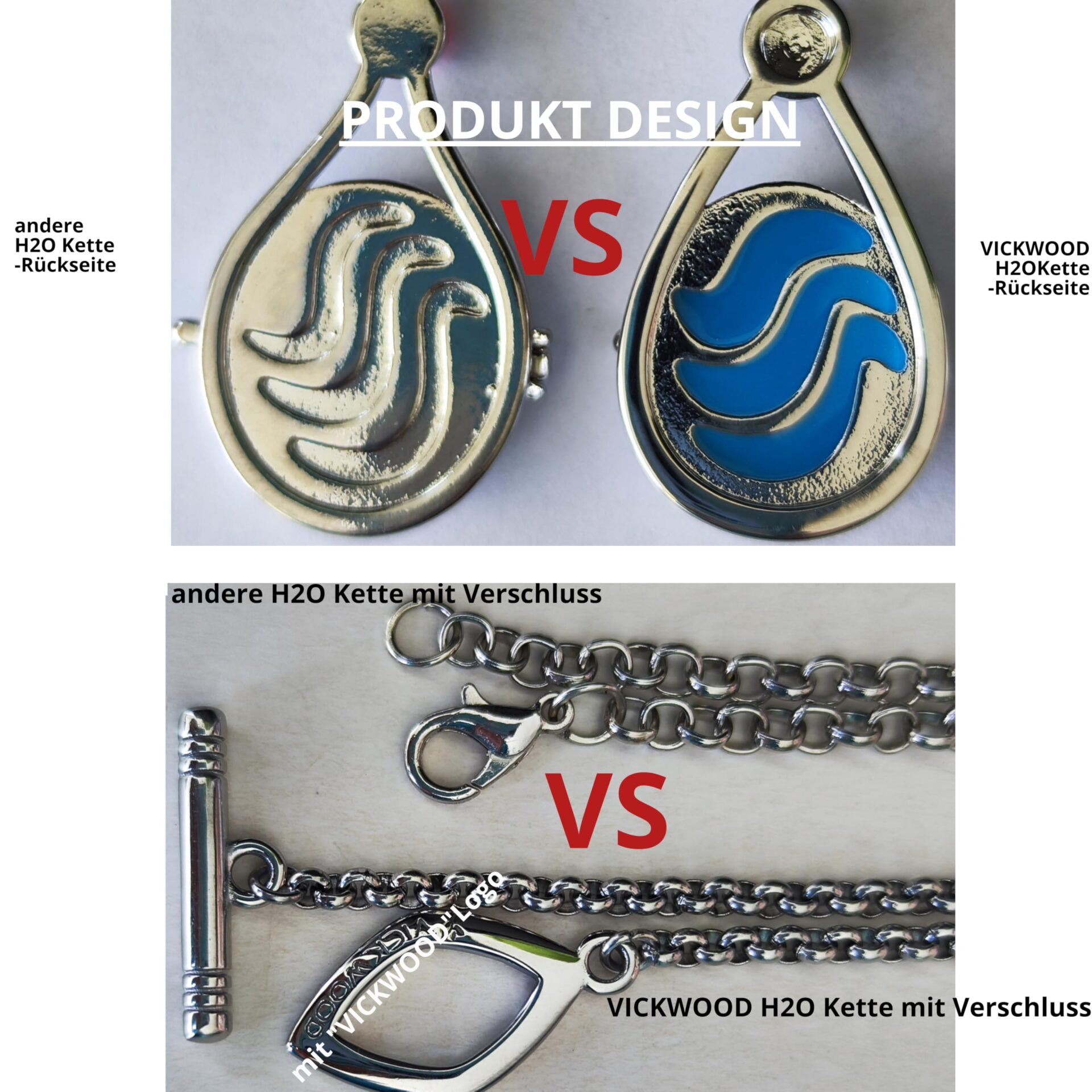 h2O łańcuszek Syrenki, medalion z cyrkonią 5A Rose Cut w kolorze biały - obrazek 3