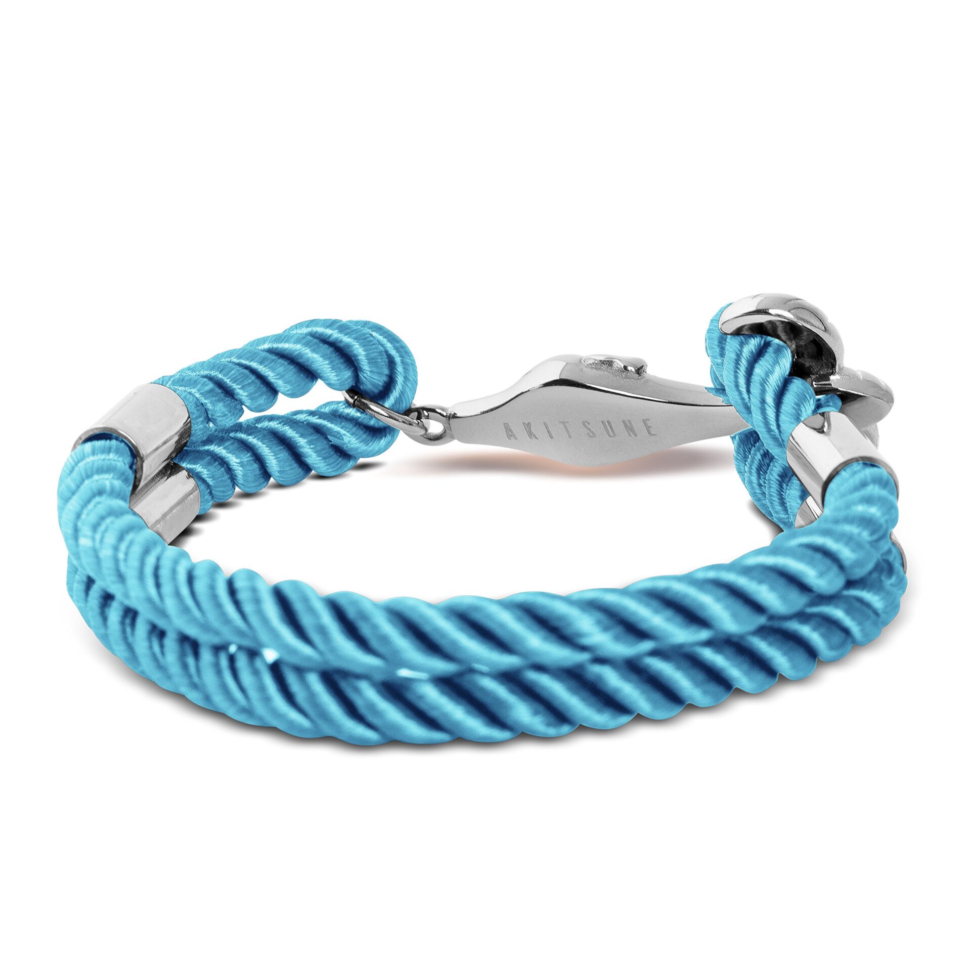 Bransoletka Akitsune Vulpes z ogniwami | Biżuteria unisex z nylonowym zamkiem | Srebrny - Lód Niebieski | 2150 cm - obrazek 6