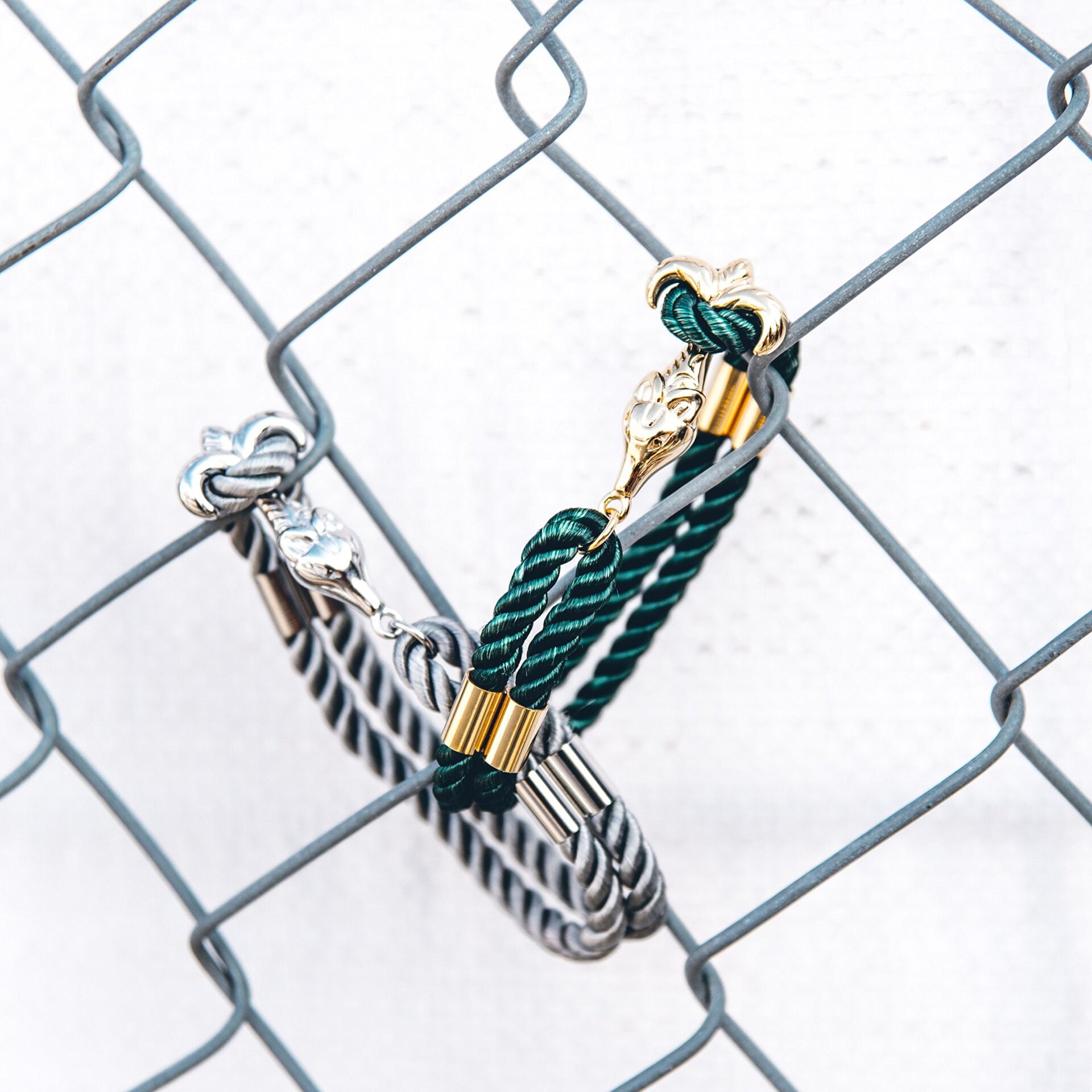 Bransoletka Akitsune Vulpes z ogniwami | Biżuteria unisex z nylonowym zamkiem | Srebrny - Lód Niebieski | 2150 cm - obrazek 4